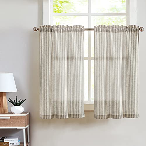 NANAN Juego De Cortinas Y Cenefa De 3 Piezas, Tejido Gofre, Texturizado, Media Ventana, Cortinas De Café Para Cocina, Cortinas Cortas A Medida A Prueba De Agua Para Baño, Color Gris