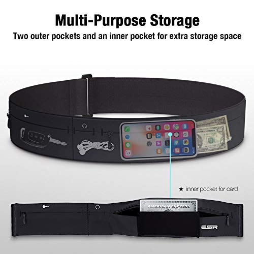 ESR Running Belt, Runners Waist Pack Adjustable Stretchy Zippered Fanny