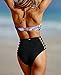 Women's Sexy Retro-Vibe High Waisted Bikini Bottom Crisscross Swimsuit Brief (M, Black)