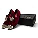 Men Genuine Leather Mens Metallic Textured Slip-on Glitter Loafers Shoes, Red/01, 12 US