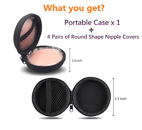 Nipple Covers Reusable With Carry Case, Comfortable & Natural, Invisible/Flesh-Color, Adhesive Silicone Pasties for Women