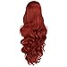 Red Curly Wig Women's Long Curly Wigs Cosplay Party Wig with Wig Cap(dark red)
