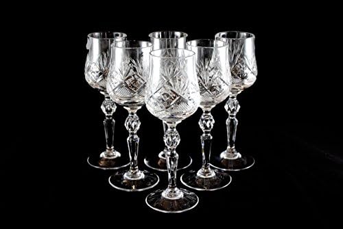 Neman Set of 6 Russian Cut Crystal Shot Glasses 2-Oz. Hand Made Vodka or Liquor Stemmed Vintage Glassware