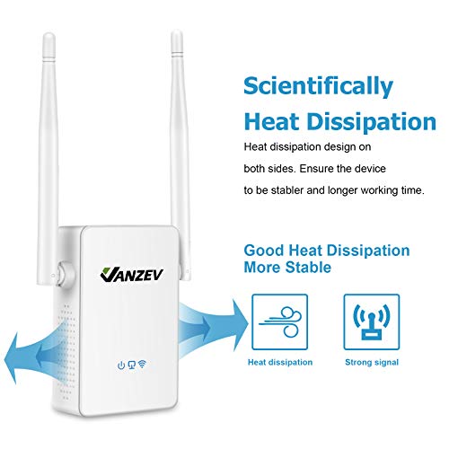 Amplificador-Senal-WiFi-1200Mbps-VANZEV-Repetidor-WiFi-Largo-Alcance-AC1200-de-Doble-Banda-24-GHz-y-5-GHz-Cobertura-Hasta-250-Puerto-Ethernet-WPS-Punto-Acceso-Compatibilidad-Universal-Blanco