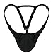 iiniim Mens Sexy Bulge Pouch G-String Underwear with Inverted Triangle Rear Black M