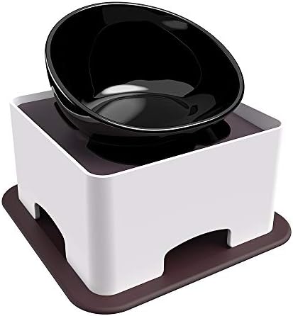 X@HE Tall Ceramic Dog Bowls Elevated, Adjustable Raised Dog Bowls Set, Standing Pet Feeding Dishes for Larger Breed，Black