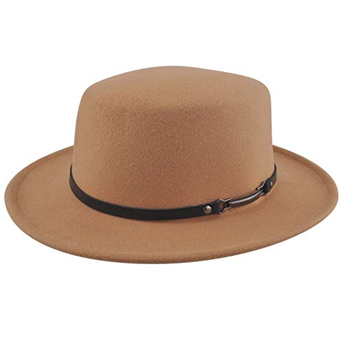 EINSKEY Womens Felt Fedora Hat, Wide Brim Panama Cowboy Hat Floppy