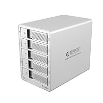 ORICO Tool Free Aluminum USB 3.0 5 bay 3.5-inch SATA Hard Drive Enclosure Support 5x 6TB Drive-Sliver (9558U3)