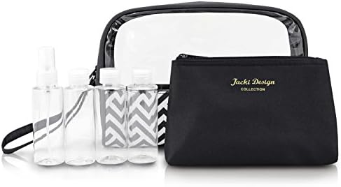 Set of 12 Contour 6 Pc Cosmetic Bag w/ Travel Bottle Set - Black