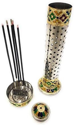 NAVRANG Stainless Steel Incense Stick Holder Stand Indoor & Outdoor. 5 Sticks at Once