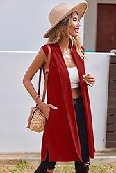 Beyove Womens Long Vests Sleeveless Waterfall