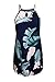 Sidefeel Women Floral Print Halter Sleeveless Mini Short Dress Samll Navy