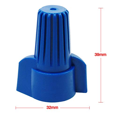 WiMas 50PCS Winged Wire Connectors Easy Twist-On Ribbed Cap Electrical Wire Connector Spring Inserted Nuts Caps (P5:14-6AWG (Blue))