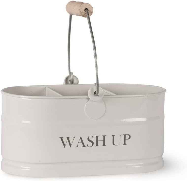 Garden Trading Original Wash Up Sink Caddy Chalk Steel 3 Compartment Kitchen