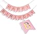 PINK HAPPY BIRTHDAY BANNER DECORATIONS SET - Pink and Gold Birthday Party Decorations | Pink Gold snd White Theme Balloon | Party Supplies for Princess, First, 2nd, 3rd, 5th, 7th, Girl, Women or Adult