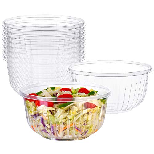 Plastic Serving Bowls | 10 Pack | Dispoasable Bowl for Partie, Snack, Candy, Salad Bowls, Clear | 48 Oz