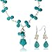 Gem Stone King 20 Inch Drop Shape Simulated Turquoise Howlite + Cultured Freshwater Pearl Necklace & Earrings
