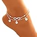 CrazyPiercing Anklet Bracelet, 8 Shape Ankle Bracelet, Double Chain Ankle Bracelets, Infinity Endless Love Symbol Beach Anklet Bracelet, Adjustable Barefoot Sandals Beach Foot Gift for Women