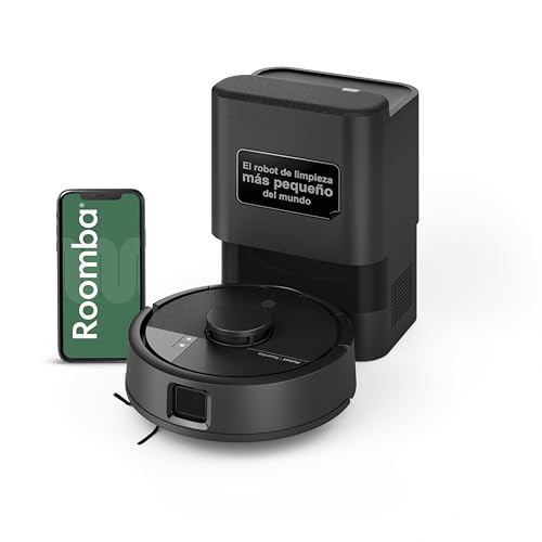 Roomba Mini Robot Aspirador y Friegasuelos con Base AutoEmpty (hasta 90 días), Navegación LiDAR, Aspiración 7000 Pa, Diseño Compacto para Espacios Reducidos, App, Mopas perfumadas, Negro