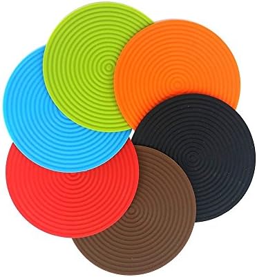 Ripple Drink Coasters | 6pcs Adorable 3.5" Coaster Set Insulation Mat for Wine Glass Tea Cup Coffee Mug Beer Bottle Beverages | Premium Non-Toxic Heat Resistant Silicone | Color May Vary | 1327