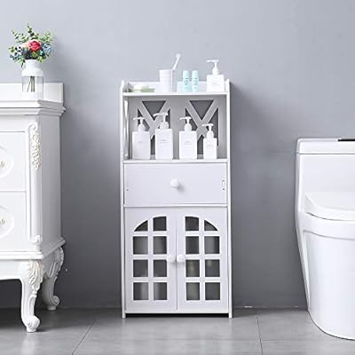 Amazon Com Wzerry Bathroom Storage Cabinet Corner Floor Cabinet