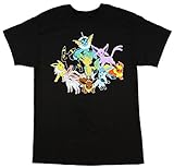 Pokemon Eevee Evolution Group Mens T-shirt, Black (Small)