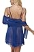Avidlove Women Lingerie Babydoll Lace Chemise Set V Neck Sleepwear(Blue,XXL)