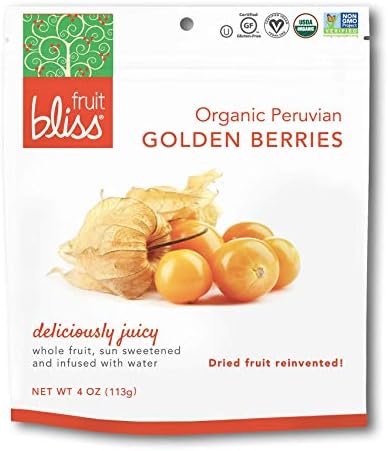 Fruit Bliss Organic Fruit Snacks, Juicy Peruvian Golden Berries, 4 oz (3 Pack)