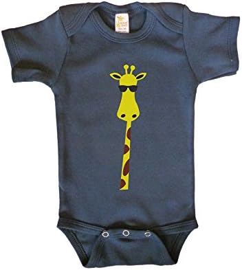 RoyalT Wardrobe "Gerald the Giraffe"100% navy cotton baby bodysuit unisex (3-6)