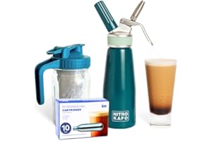 NITRO KAFO Premium 0.5L Nitro Coffee Maker, Aluminum Nitro Cold Brew Coffee Maker with Nitro Diffuser Nozzle & Cold Brew Pitcher for Making Nitro Cold Brew, 1 Pint/0.5L, Includes (10) Nitro Cartridges