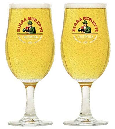 2 x Birra Moretti Schooner 2/3 Pint Glass Set Home Serve Size