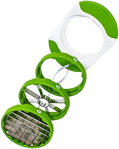 Apple Slicer Corer Mango Slicer and Potato Slicer with FREE eBook, COOKING VIBE Interchangeable 3 in 1 Slicer with Sharp Stainless Steel Blades and ergonomic BPA-free Grips