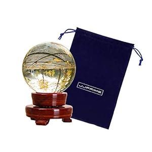 JJ PRIME 80mm Clear K9 Glass Crystal Ball with Pouch, Healing Meditation Magic Fortune Teller Accessories Ornaments Lensball Photography