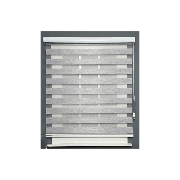 ShadesU Blinds for Windows Dual Layer Zebra Roller Shades Light