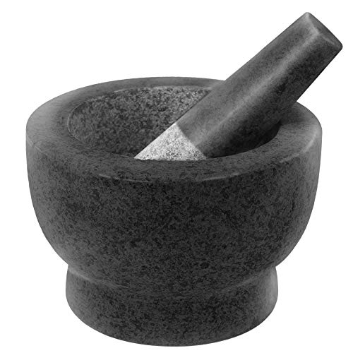 ChefSofi-Mortar-and-Pestle-Set-Black-Polished-Exterior-6-inch-2-Cup-Capacity