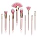 Anne's Giverny Makeup Brushes 10pcs Professional Face Make up Brush Set Foundation Powder Blush Kabuki Blending Fan Eyeshadow Eye Brow Brush Cute Pink Cosmetic Brushes Set