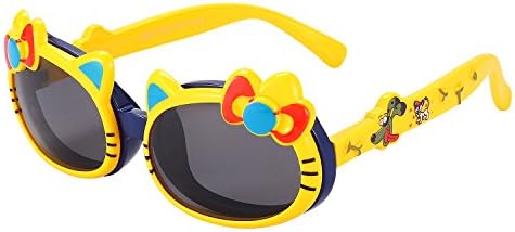 Kids Sunglasses Lovely Flexible Polarized Sunglasses for Girls(DARK BLUE/YELLOW)