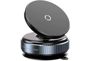 360° Rotating Double-Layer Magnetic Vehicle-Mounted Mobile Bracket Vacuum adsorption Super Strong Suction Force Bracket (Blac