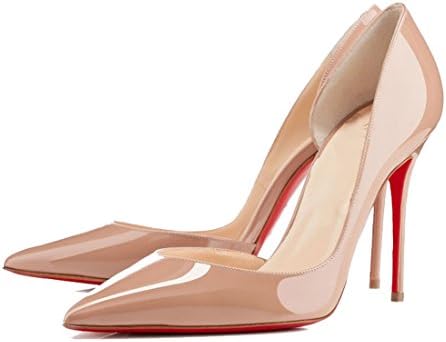 Doncielo Red Bottom High Heels Pointed Toe (8, apricot)