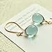 Periwinkle Slate Blue Glass Dangle Earrings 14kt Yellow Gold-filled