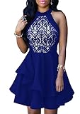 Cfanny Women's Sleeveless Sexy Lace Skater Cocktail Party Swing Dress