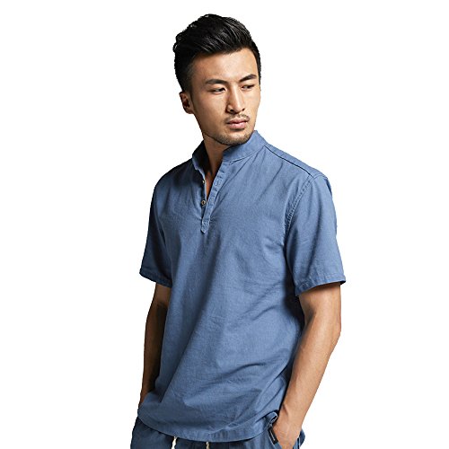 FangNer Men's Asian Chinese Traditional Clothing Kung Fu Tang Suit Casual T-shirt