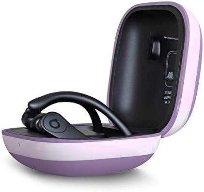Coffea Protective Silicone Case for Beats Powerbeats Pro 2019 (White Edge, Grayish Purplew)
