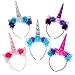 MarJunSep 5-Pack Unicorn Headbands Flowers Party Favors Supplies Birthday Decorations for Kids Girls Women Cosplay Dress Gift Cosplay Costume