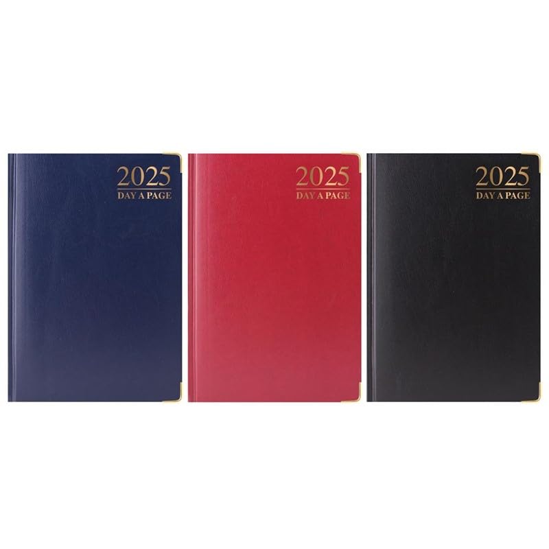2026 A4 / A5 / A6 Day A Page DAP and Week To View WTV Diary Padded Hardback Gilt-Edge With Metal Corners For Student, Teacher, Home, Office, Business (A5 Day A Page, Blue)