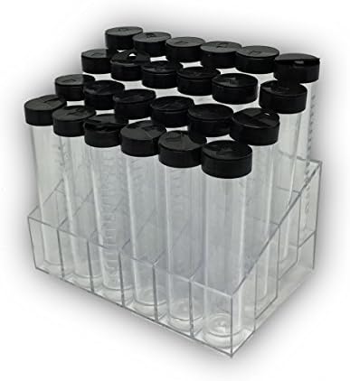 24 Acrylic Plastic Storage Tubes/Vials and Stand, 4" x 3/4" Inches, for Beads and Small Items