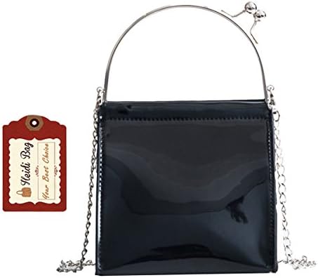 Heidi Bag Women Glossy Patent Leather Handbag Top Handle Stylish Dinner Bag Pure Color Shoulder Bag