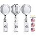 Retractable Badge Holder, Aerb Pack of 3 Heavy Duty ID Badge Holder Reel Clip with Stainless Steel Cord and DIY USA Flag Stickers for Men, Women, Nurse, Officer, Silver