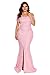 Elapsy Womens Elegant Plus Size Off Shoulder Strapless High Slit Floral Bridesmaid Party Club Long Cocktail Maxi Dress Party Gown Pink XXX-Large