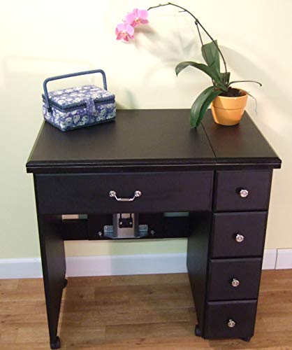 Arrow 901 Auntie Sewing, Cutting, Quilting, and Crafting Portable Sewing Table with Wheels and Airlift, Black Finish